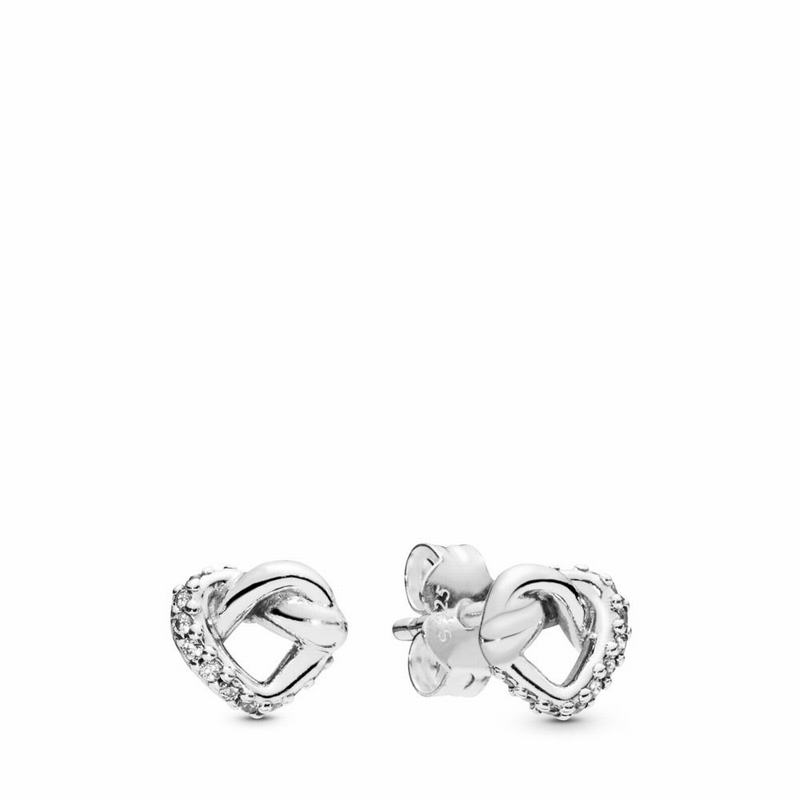 Pandora Knotted Heart Stud Earrings Silver Egypt AH5924173